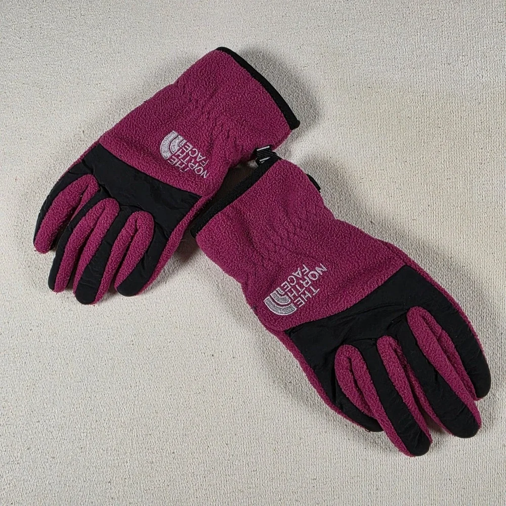 The North Face Girls Denali Fleece Gloves Magenta Pink Black Size S sku 430 7/8